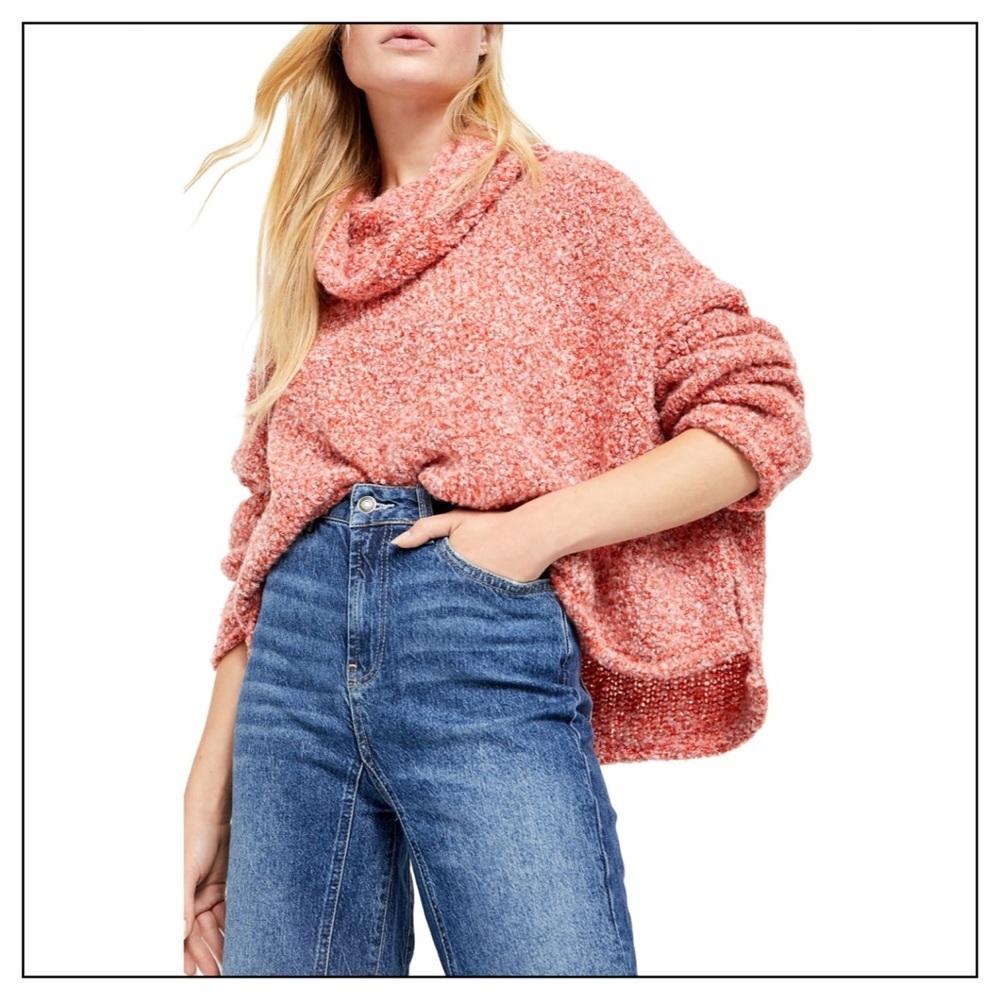 FREE People Red BFF Cowl Neck Slouchy Sweater - Picture 4 of 8